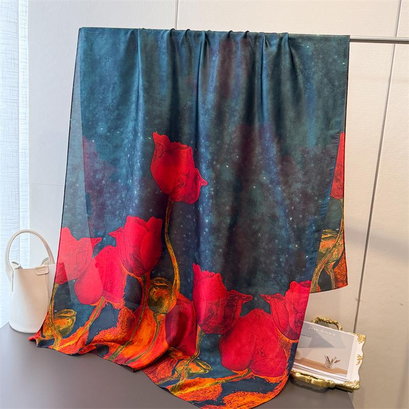 2025 Шелковый платок Фуляр Женская повязка на голову Роскошный хиджаб Женский Мягкий Теплый Пашмина Пляжные шарфы Эшарп Шаль Большой платок Бандана