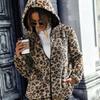 Autumn and Winter Women's Hooded Long Sleeved Leopard Print Double Sided Velvet Loose Casual Coat High Quality Unique