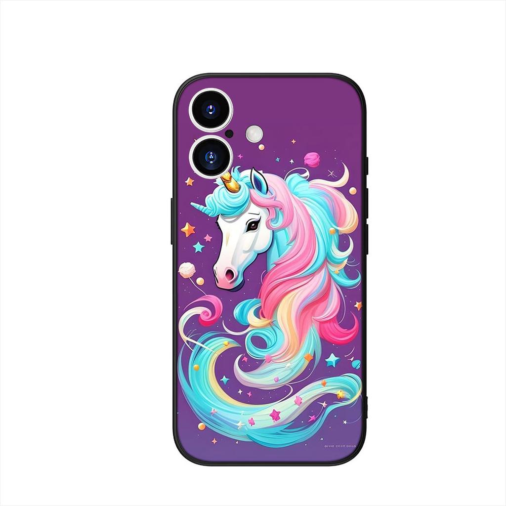 Cute Pink Unicorns Rainbow Cover Phone Case for Apple iPhone 17 16 15 11 Pro XS Max XR 6 7 8 Plus + SE 2020 5 16E
