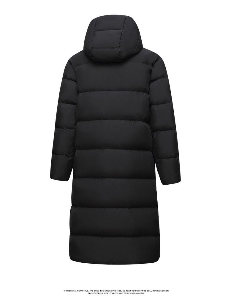 Модная длинная мужская зимняя пуховая куртка 2025 года - Белый утиный пух, Повседневный гонконгский стиль, Однотонная, Теплая верхняя одежда