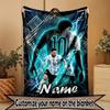 Custom Name Personalized Leo Messi Print Blanket, Home Decor, Bedroom, Sofa, Camping, Couch, Gifts for Birthday Christmas