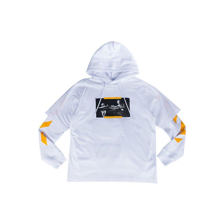 OFF WHITE Улица Караваджо. Худи с капюшоном Jerome Writing Layered Hoodie OMBB087F21FLE0060184