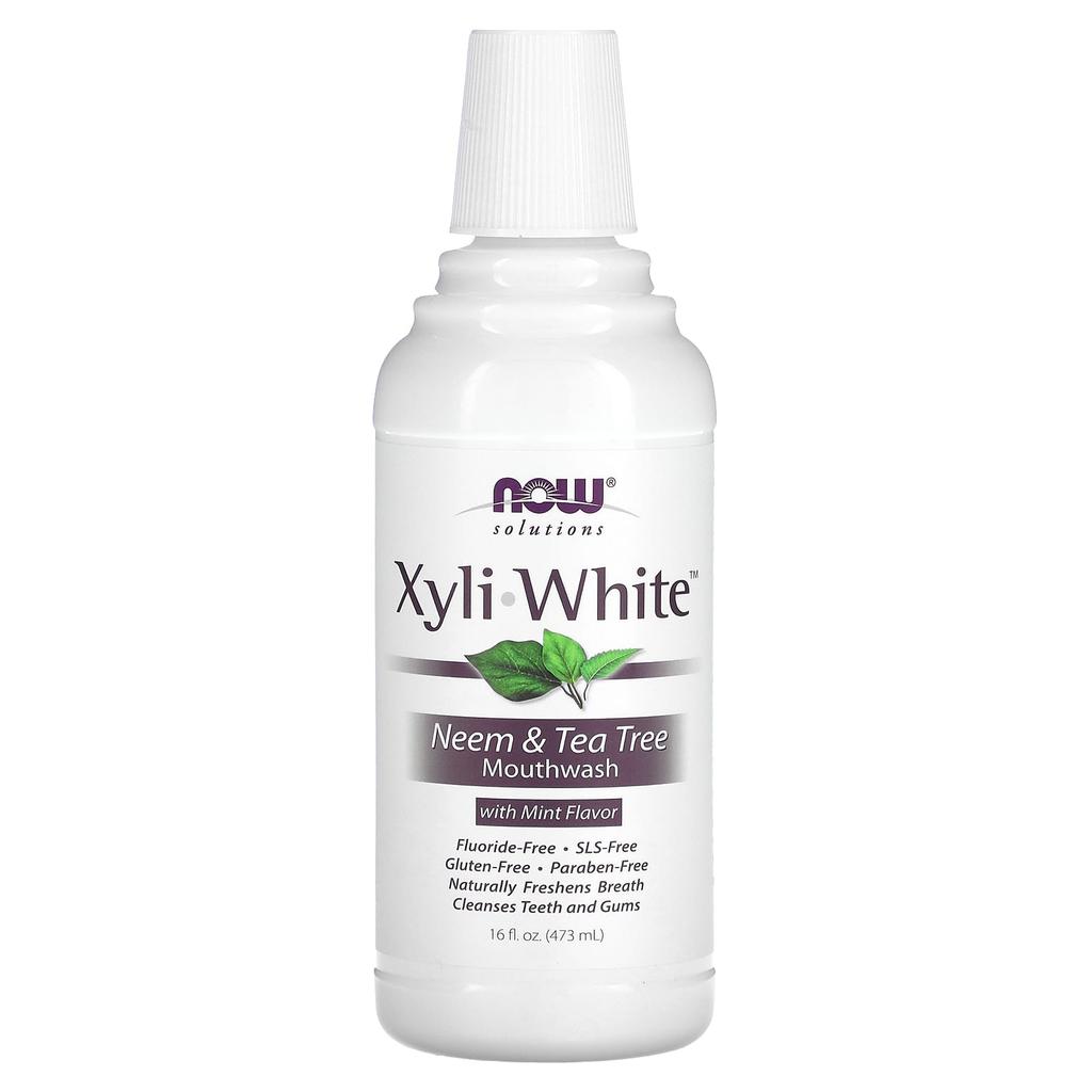 Растворы, Xyli-White, Ополаскиватель для рта с нимом и чайным деревом, вкус мяты, 16 жидких унций (473 мл)