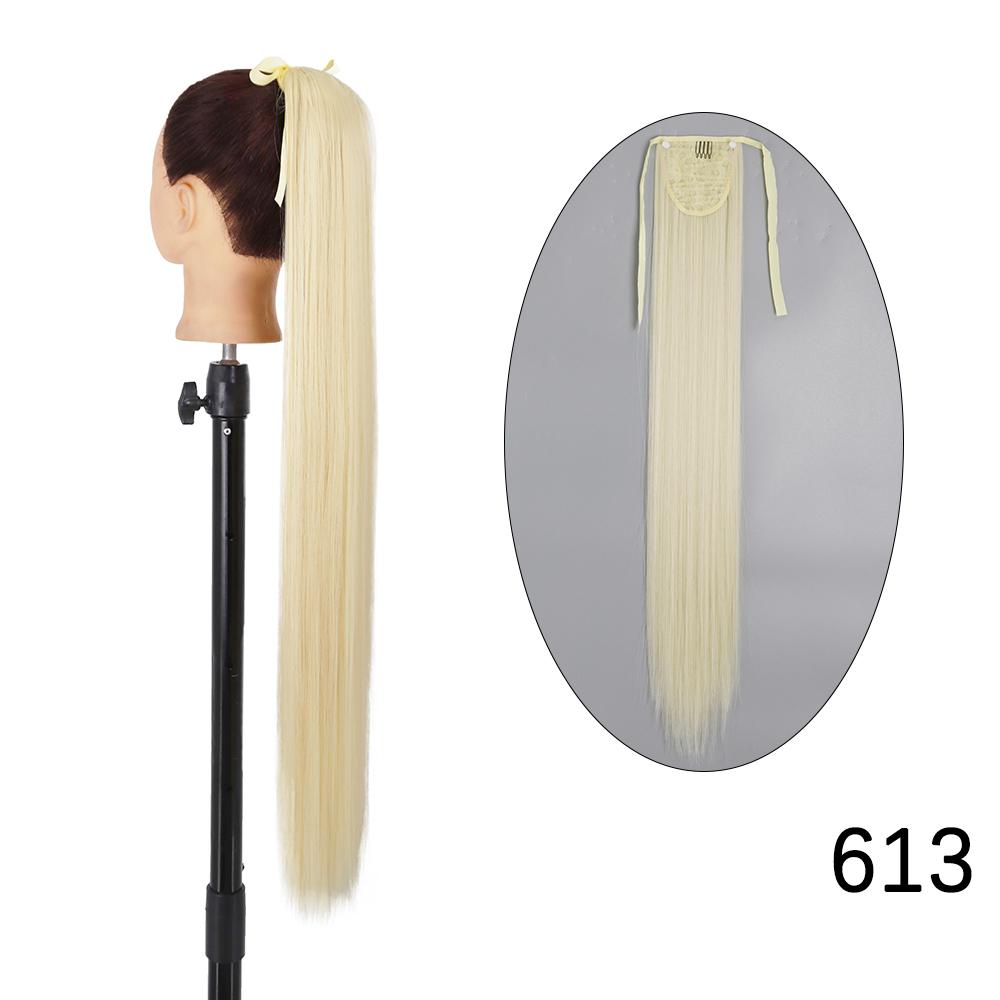 MERISIHAIR Длинный прямой галстук-бабочка на заколке для наращивания волос 55 85 см натуральный черный коричневый синтетический хвощ для женщин