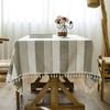 Dining Table Cloth Fabric Art Student Dormitory Striped Literary Tassel Rectangular Table And Chair Coffee Table Mat Tablecloth