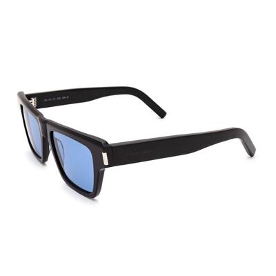 Saint Laurent Квадратные солнцезащитные очки Черные/Синие Мужские Очки SL469005