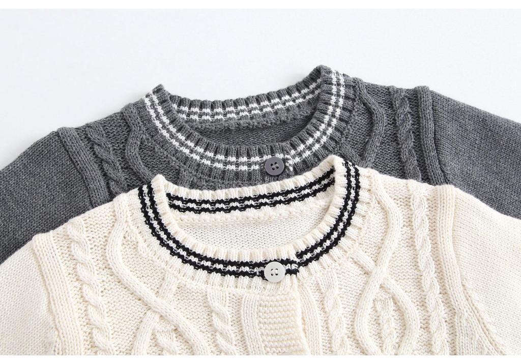 Unisex Korean Style 100% Cotton Knit Cardigan for Boys – Spring/Autumn Casual Baby Sweater