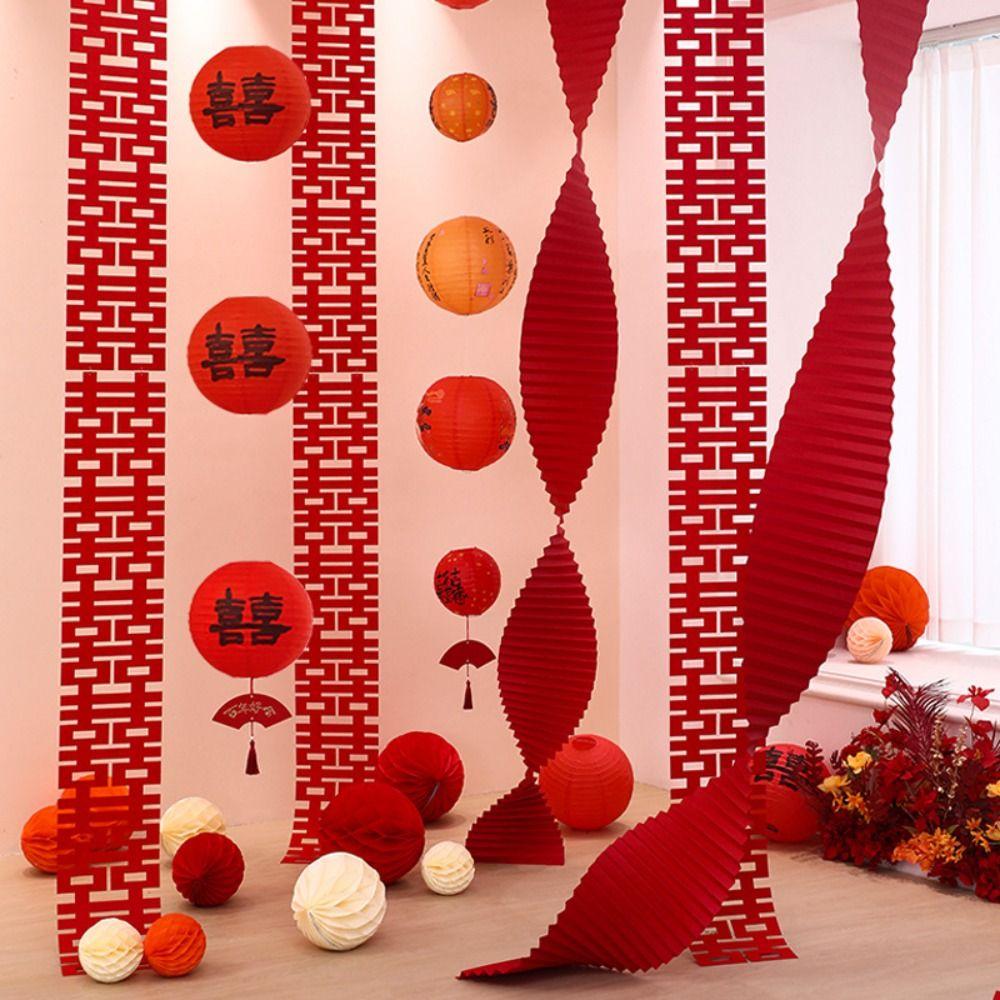 Festive Chinese Wedding Hanging Flags Traditional Door Curtain Hanging Decor  Living Room