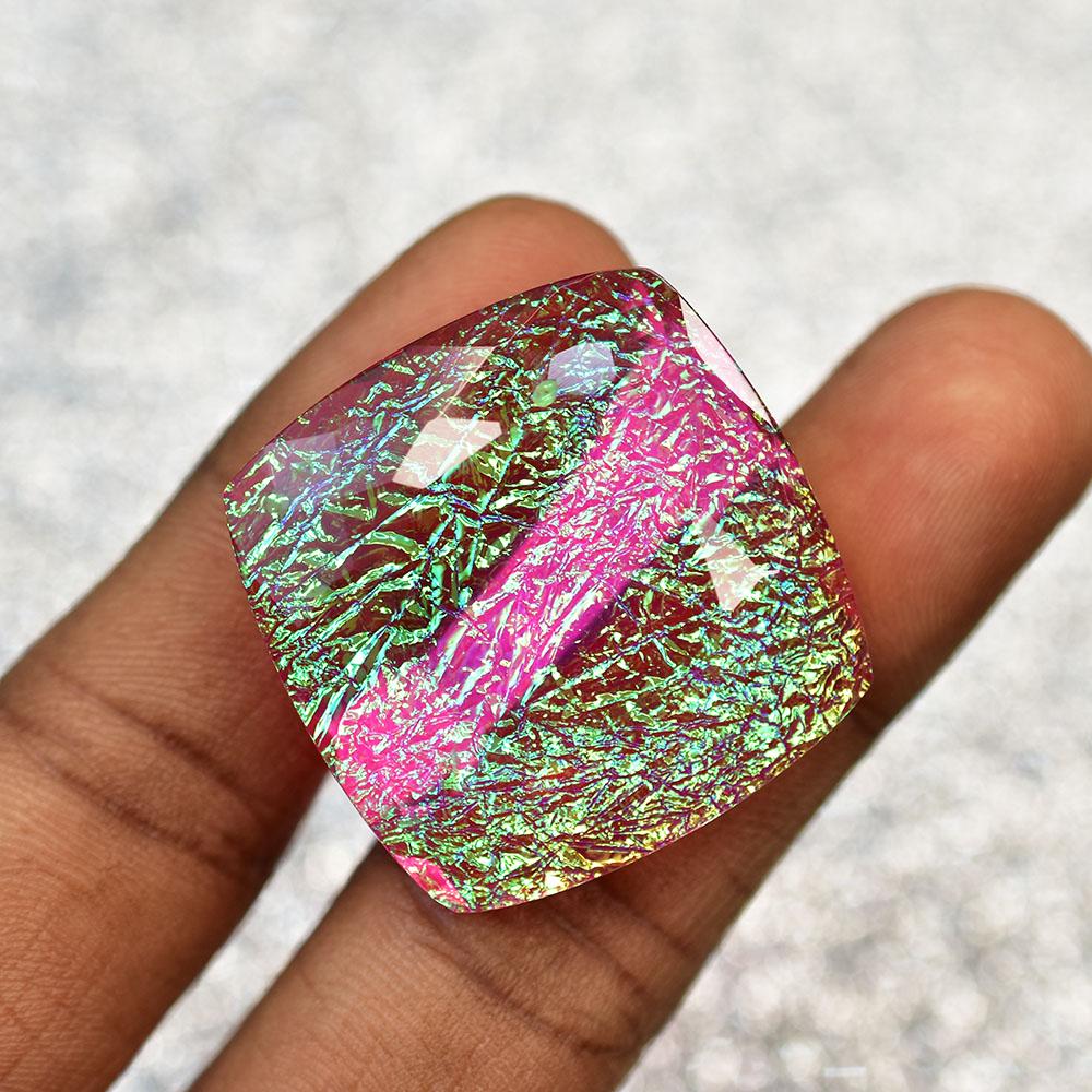 Lab-Created Opal Loose Gemstone 28x28mm Large Monarch Fire 78.2 ct Doublet Square Cut