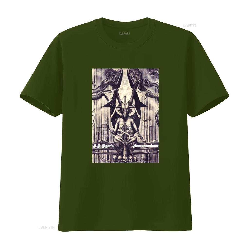 HR Giger Necronomicon T Shirt Unique Fantasy Art Print for Men and Women vintage Washed Unisex streetwear graphic Soft