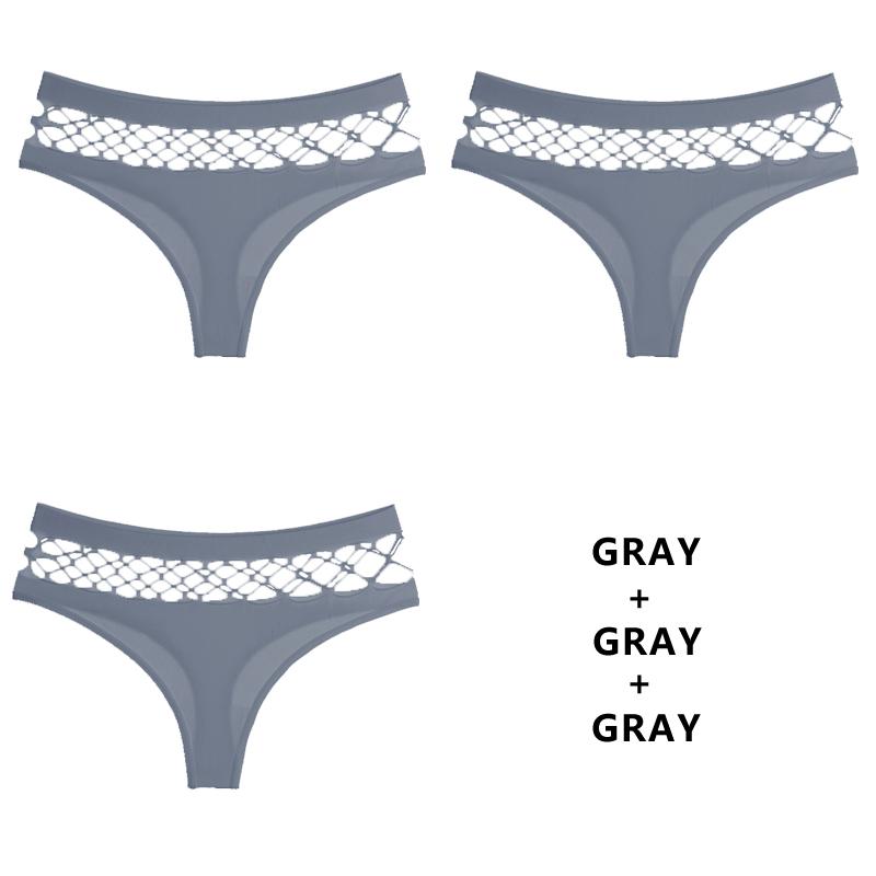 TERMEZY 3Pcs/Set Hollow Out G-String Seamless Sexy Panties Women Elasticity Underwear Temptation Middle-waist Panty