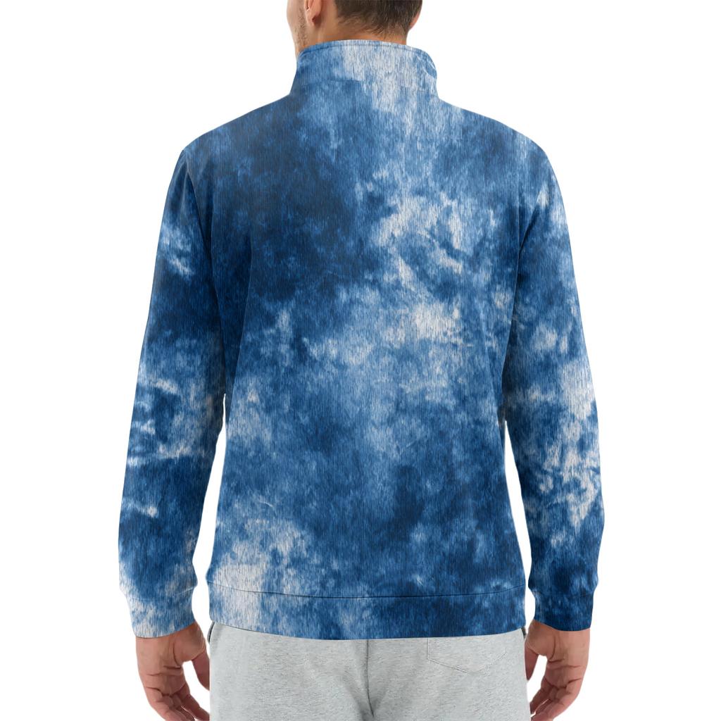 Мужской свободный повседневный свитшот на молнии 1/4, модный топ с длинным рукавом и принтом, с карманами