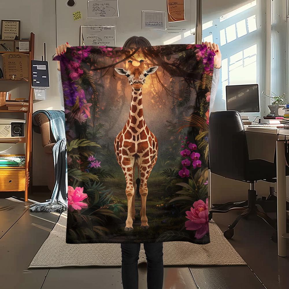 1PC Romanticism Print FlAannel Blanket, High quality Comfortable for All Seasons, Home Decor, Warmth and Comfort