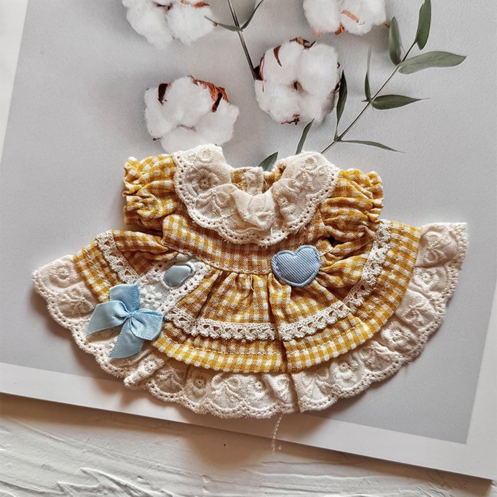 Plaid Doll Dress Up Clothes Cotton Kawaii Mini Doll Skirt Cute Exquisite Doll Skirt  10-15cm Doll