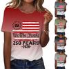 Женская повседневная футболка с принтом, коротким рукавом, We The 250 Years 2026, с графикой флага США, с круглым вырезом, свободного кроя