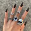 17KM Retro Hiphop Snake Skeleton Skull Rings Set For Men Women Punk Silver Plated Butterfly Chain Rings 2022 Trend Jewelry Gifts