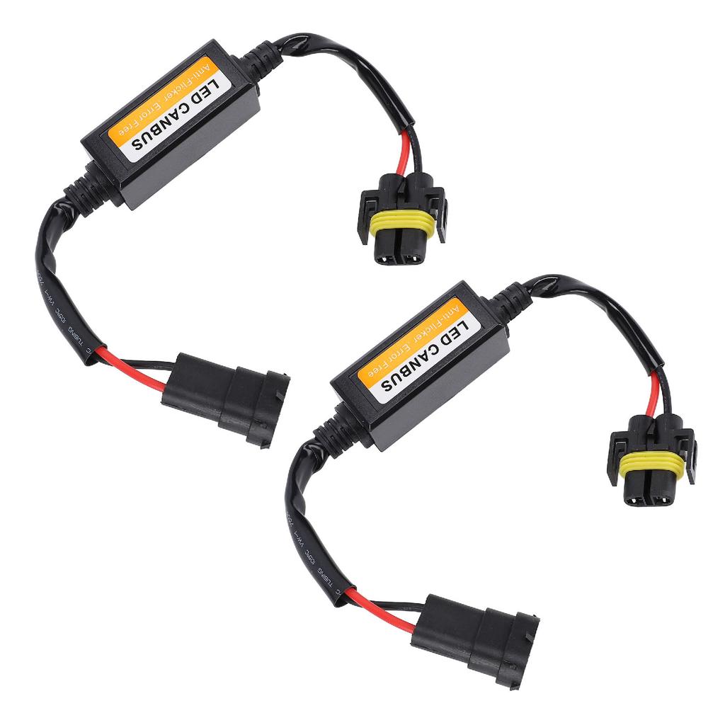 2Pcs LED Headlight Decoder Anti Flickering Harness Error Resistor Canceller Capacitor Canbus Decoder for Vehicle with