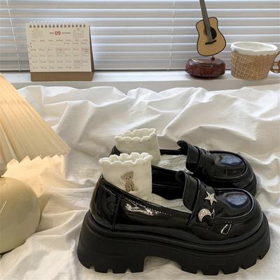 Лоферы женские Стразы Звезды Платформа Маленькие Кожаные Туфли Весна И Лето Юбка Носки Одежда Мэри Джейн Одиночные Туфли