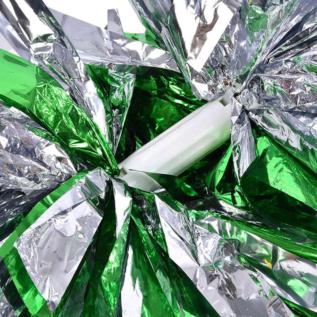 Помпоны для аэробики Cheerer Помпоны для танцевальной вечеринки Спортивные соревнования в школе (Зеленый Серебряный)