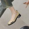Fashion 2025 New Spring Sheepskin Leather Woman Shoes Round Toe Med Heel Women Pumps Shallow Fashion Chunky Heels Ladies Shoes