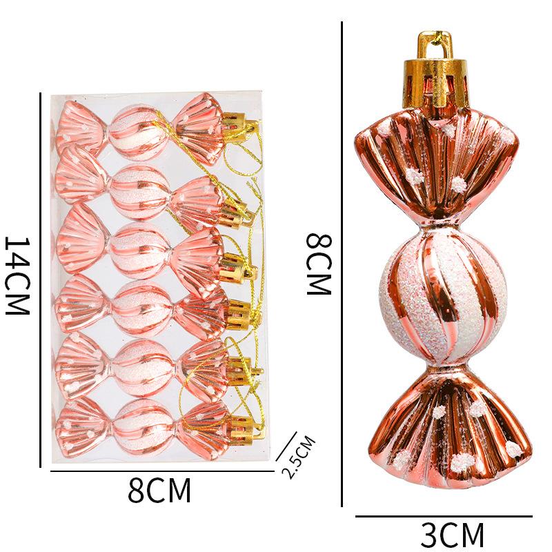 6 шт. подвесок на елку, разноцветные маленькие круглые конфеты, подарочные коробки для рождественского украшения, гальванизированные конфетные муляжи, украшения для витрины прилавка