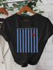 Blue Stripe and Red Heart Graphic T-shirt Spring Summer Loose Fit Womens Tee Casual Shirt Daily Wear Easy Wear Fashion Top