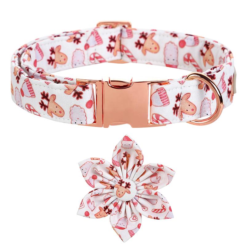 Unique Style Paws Personlized Christmas Dog Collar with Bow Santa Deer Dog Collar Cute Puppy Necklace for Large Medium Small Dog