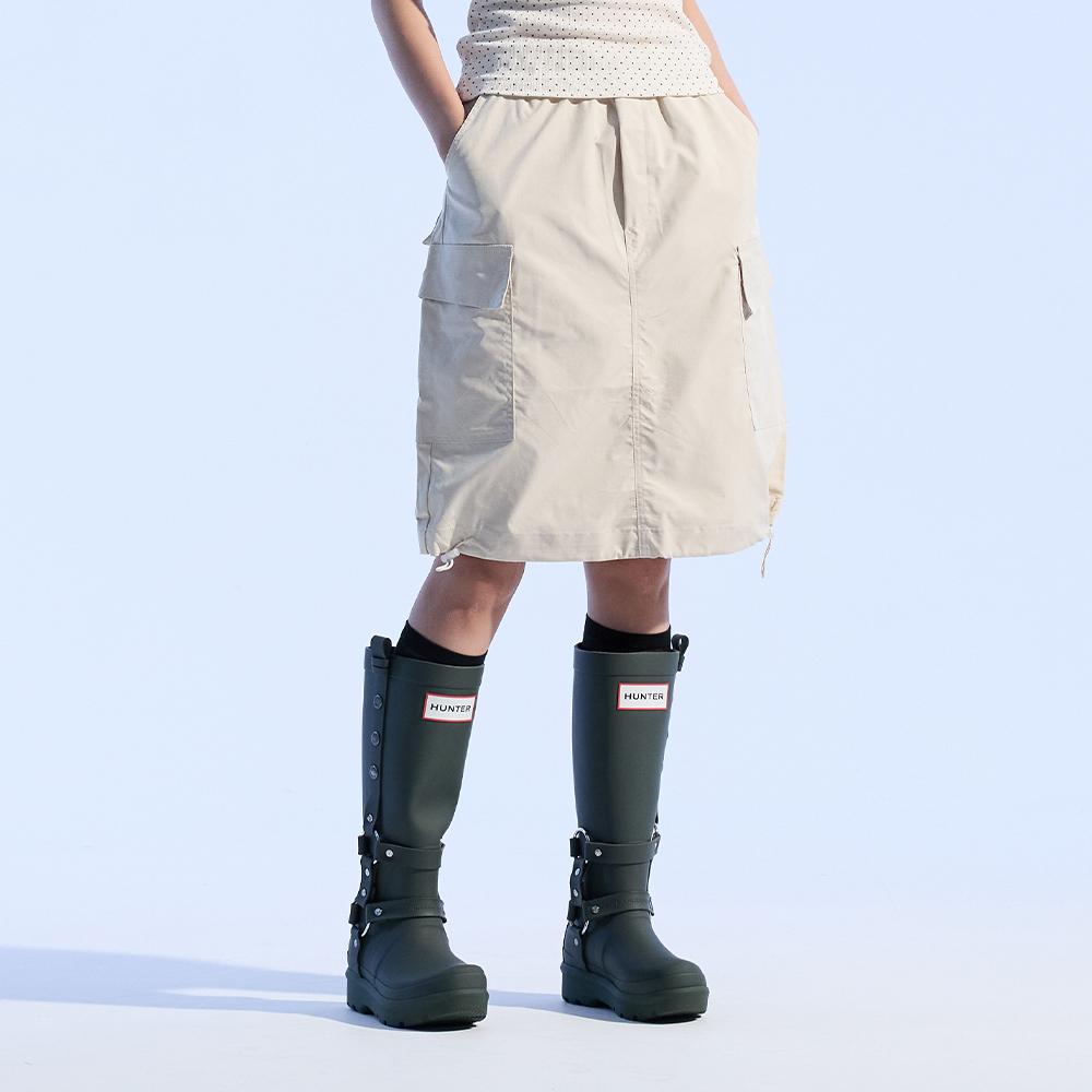 Moa String Cargo Knee Length Skirt (Beige)