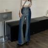 Осень-весна, джинсы, женские джинсовые брюки, винтажные прямые брюки, модные женские однотонные свободные повседневные широкие брюки с кисточками