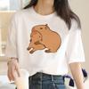 Capybara T Shirt Women Print Summer White Top Cotton T-shirt Graphic Tees Women Vintage Streetwear 90s Plus Size Tshirt Female