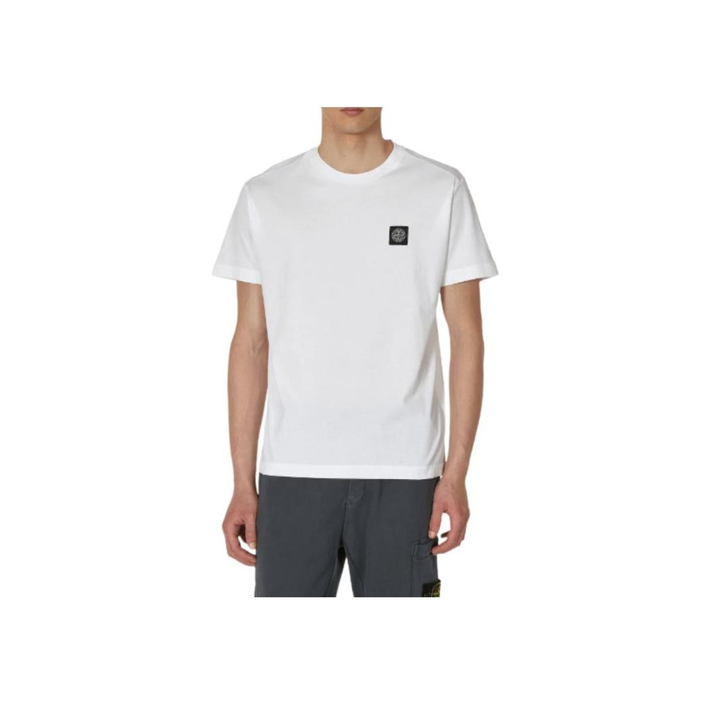 STONE ISLAND Белая футболка с логотипом, окрашенная в готовом виде, мужские топы 791524113-A0001