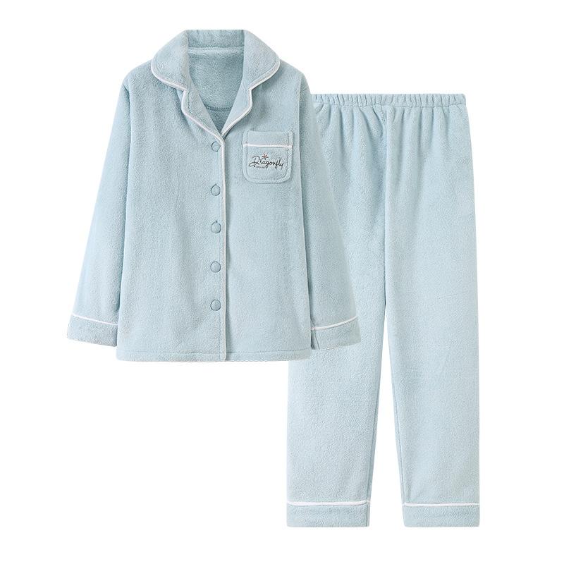 Пижама женская осенне-зимняя из кораллового флиса, утолщенная и флисовая, можно носить как домашнюю одежду, фланелевый теплый костюм