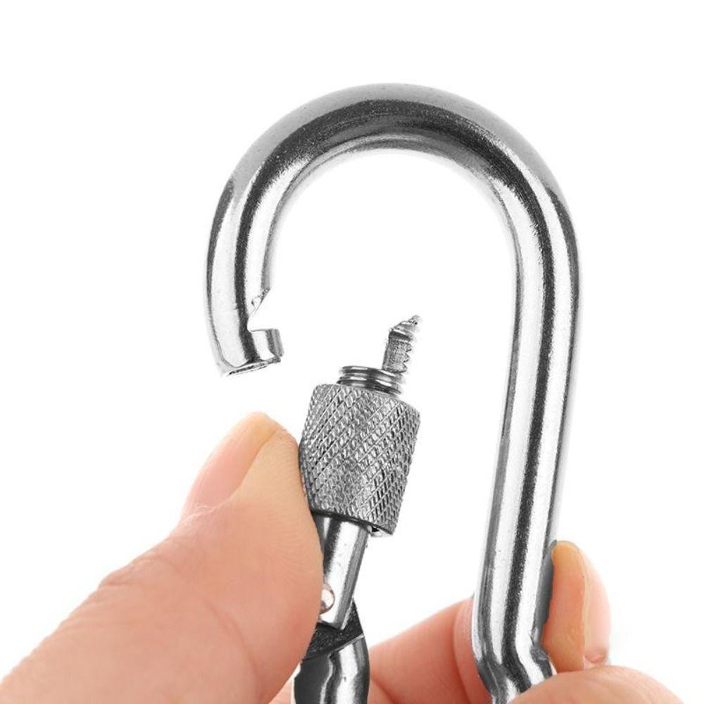 Portable Stainless Steel Snap Hooks Locking Quick Release Dog Leash Buckle Dog Leading Carabiner Clip For Dog Walking Camping