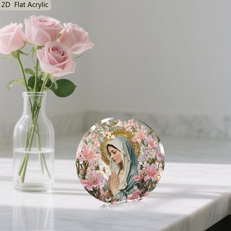 1pc Virgin Mary & Nativity Ornament - Religious Statue, Praying Hands Icon for Christmas, Holy Night Home/ Office/ Church Decor, Centerpiece Gift 