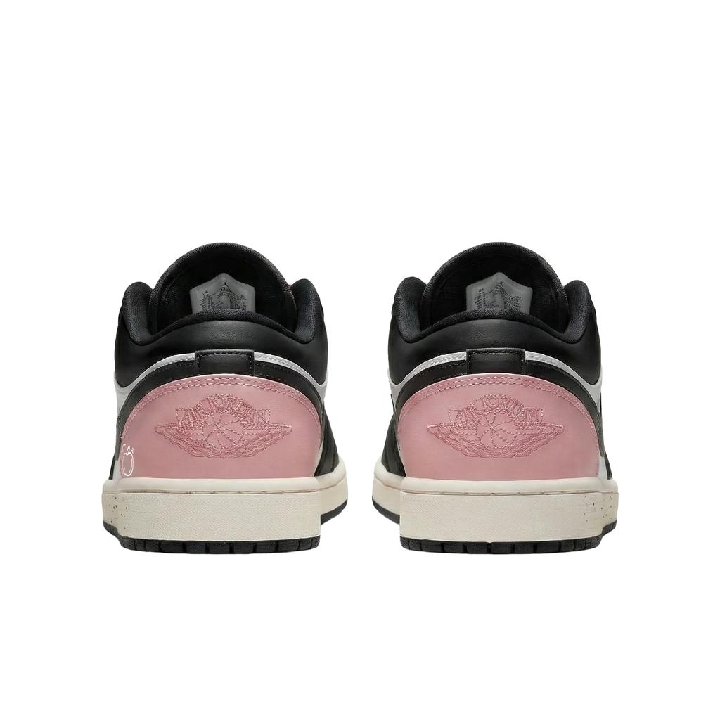 Jordan Air Jordan 1 Устойчивые к истиранию Низкие Скейтбордические кроссовки Унисекс Черный Белый Розовый 553560-081(Команда577-)