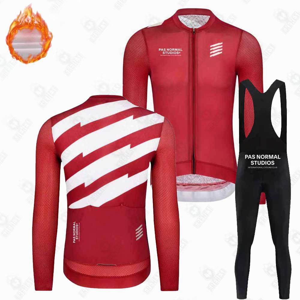 New PNS Fleece Suit Winter Cycling Suit Long Sleeve Strap Pants Road Bike Mountain Bike Outdoor
