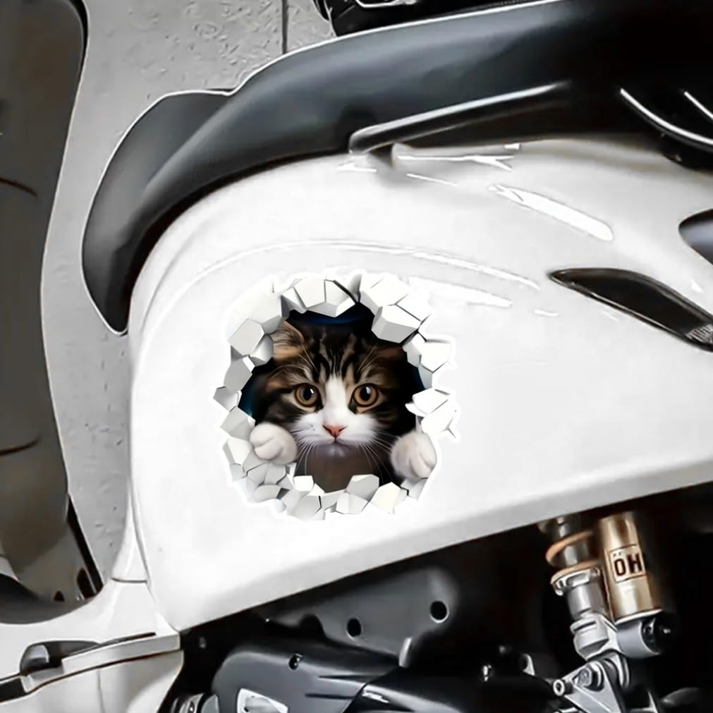 2 Pieces 12x12cm Realistic 3D Effect Peeking Cat Car Bumper Window Sticker for Truck