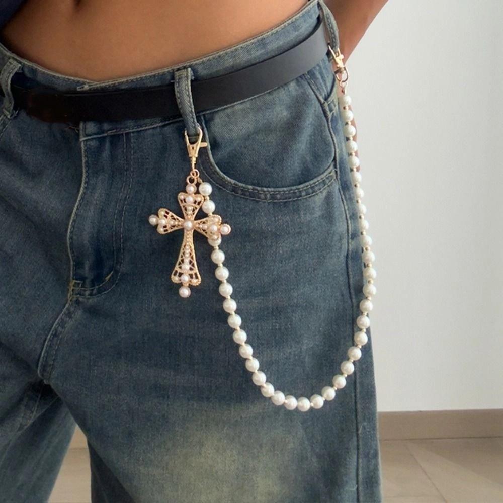 Gothic Punk Belt Chain Cross Pants Chain Retro Tassel Jeans Chain Male