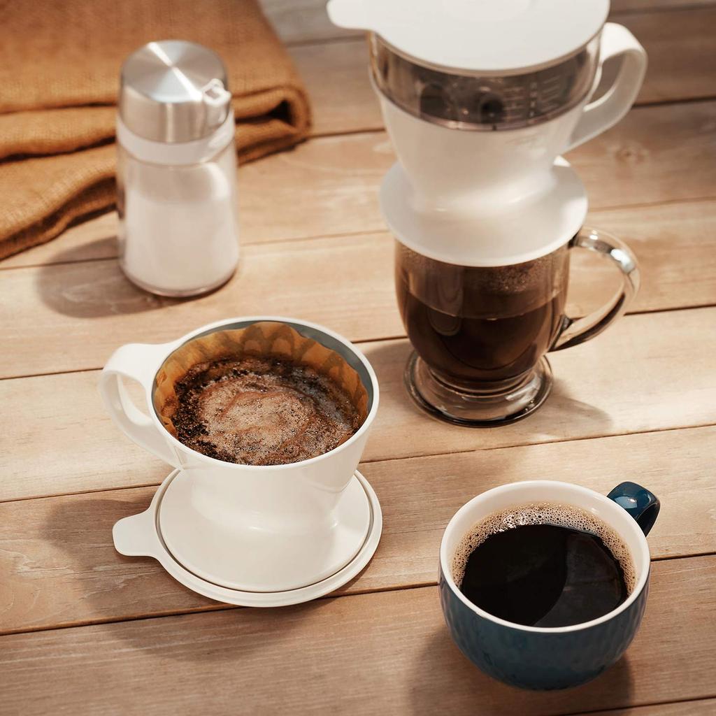 OXO Automatic Drip Coffee Maker, 1-2 Cups, 360ml, White, Trapezoidal Filter, Dishwasher Safe, Time-Saving and Easy Coffee Dripper