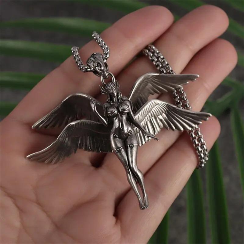 1pc Angel Goddess Shape, Fashion Silver Plating, Sexy Baseball, Girl Pendant Necklace Men and Women Casual Sports Style Trend Hip Hop Punk Jewelry