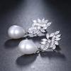 Huitan Noble Water Drop Design Imitation Pearl Women Drop Earrings Inlaid CZ Fashion Wedding Elegant Party Accessories Jewelry 1