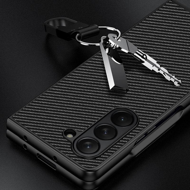 For Samsung Galaxy Z Fold6 5G Case Carbon Fiber Texture PU+PC Phone Cover