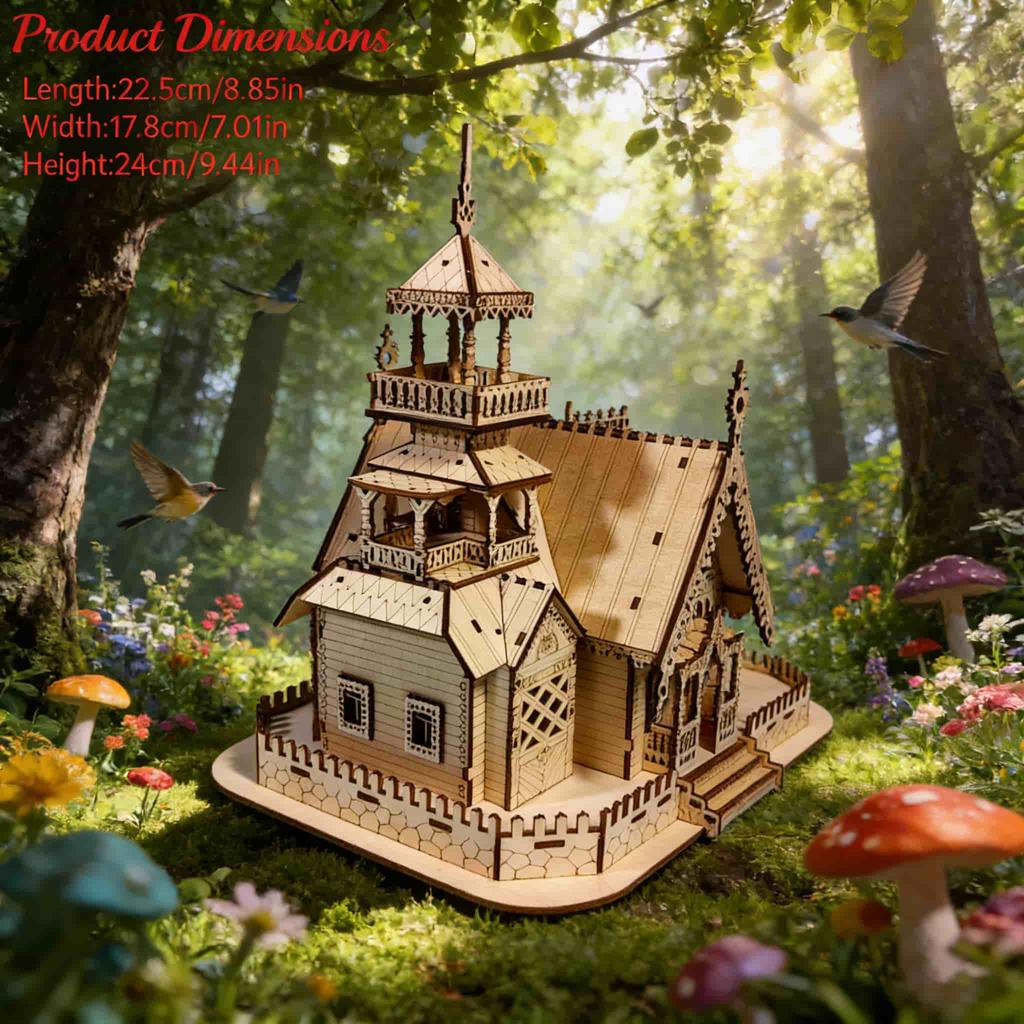 3D деревянный домик-пазл Сделай сам Миниатюрный набор Ручная работа Подарок Декор для дома Подарок на день рождения / День святого Валентина