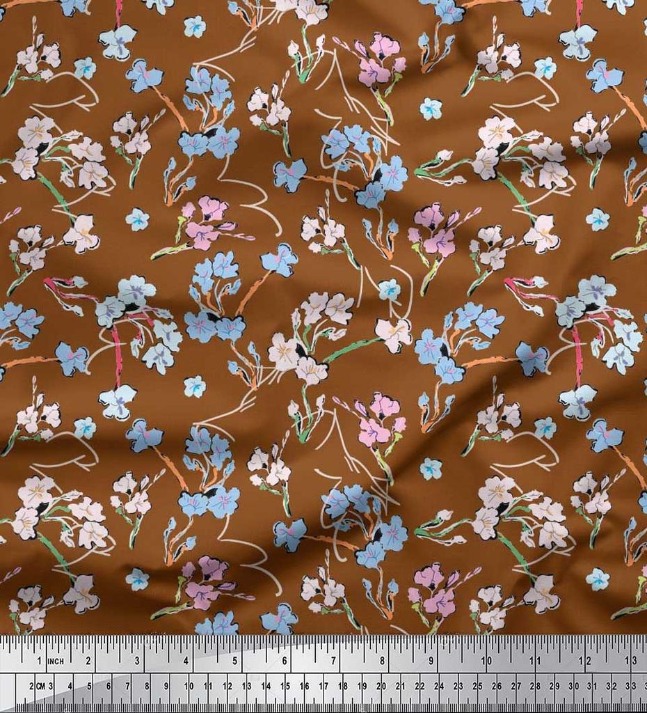 Soimoi Ткань японский креп-сатин, художественный цветочный принт, ткань по метрам 42 дюйма