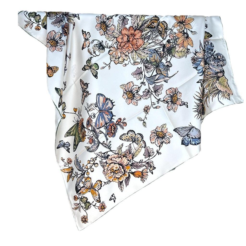 Silk High-End Silk Scarf Silk Women'S Spring And Autumn Versatile Foreign Style Square Scarf Mulberry Silk Scarf Shawl