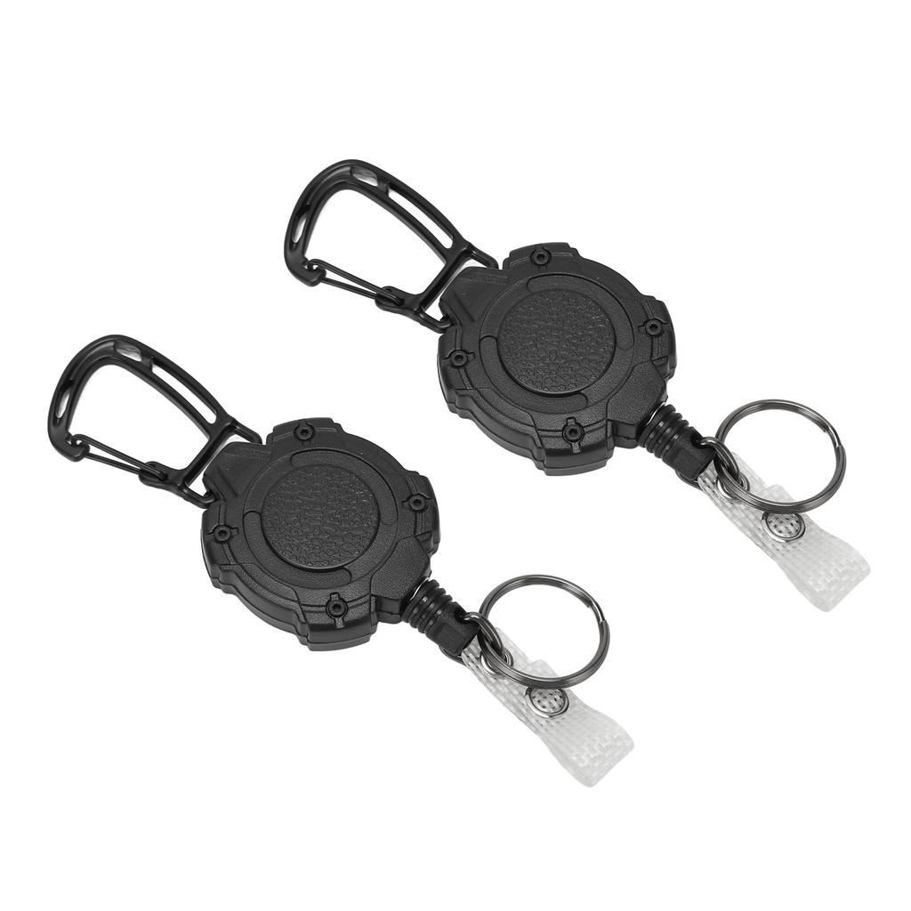 2 PCS Retractable Key Chain High Resiliency 31.5in Frosted Shell Heavy Duty Key Holder Belt Clip for Belts Backpacks