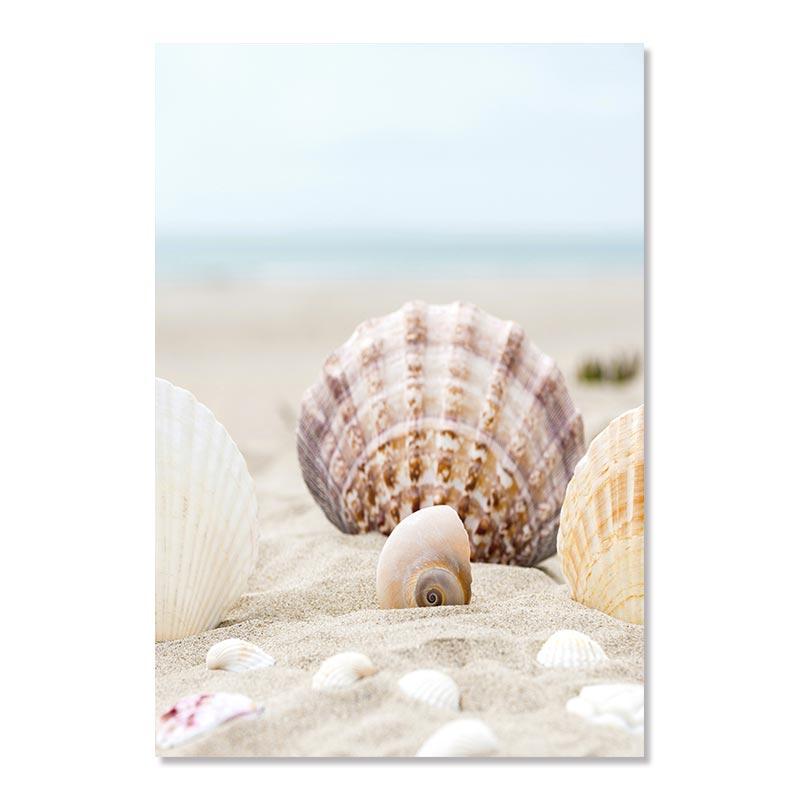 Пляжная декорация Живопись Постер Океан Белые ракушки Мост Природный пейзаж Настенное искусство Скандинавский холст Принт Картина Для декора дома