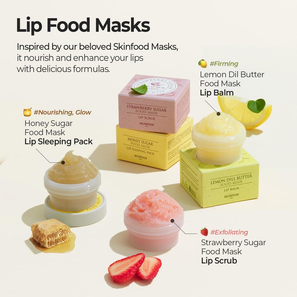 SKINFOOD Honey Sugar Food Mask Lip Sleeping Pack 21 мл Ночная маска для губ Бальзам для губ Крем для губ Скраб для губ Увлажняющий Корея