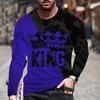 Винтажная Мужская Летняя Футболка с 3D Печатью King King, Повседневная, с Длинным Рукавом, Оверсайз, Модный Пуловер, Мужская Одежда