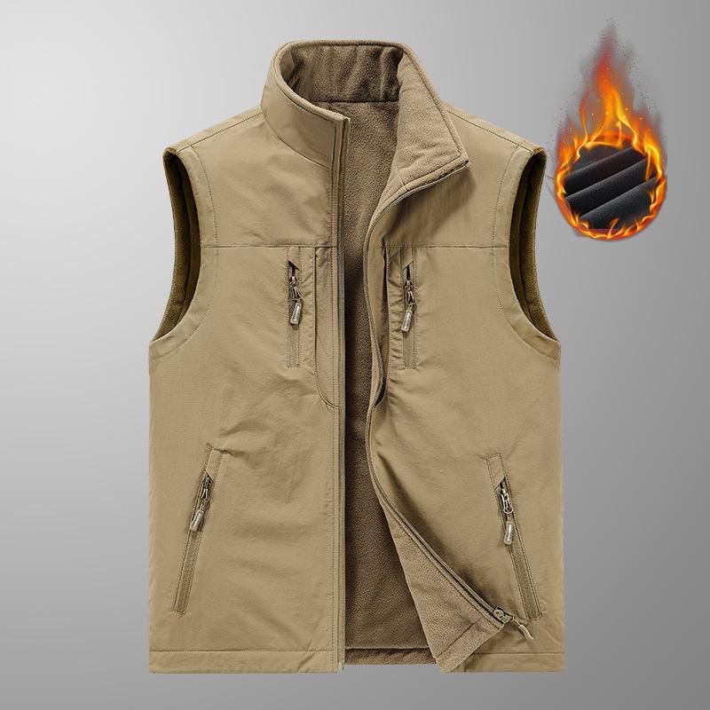 Double Sided Velvet Vest Outdoor Quick Drying Men's Thin Workwear with Shoulder Vest
